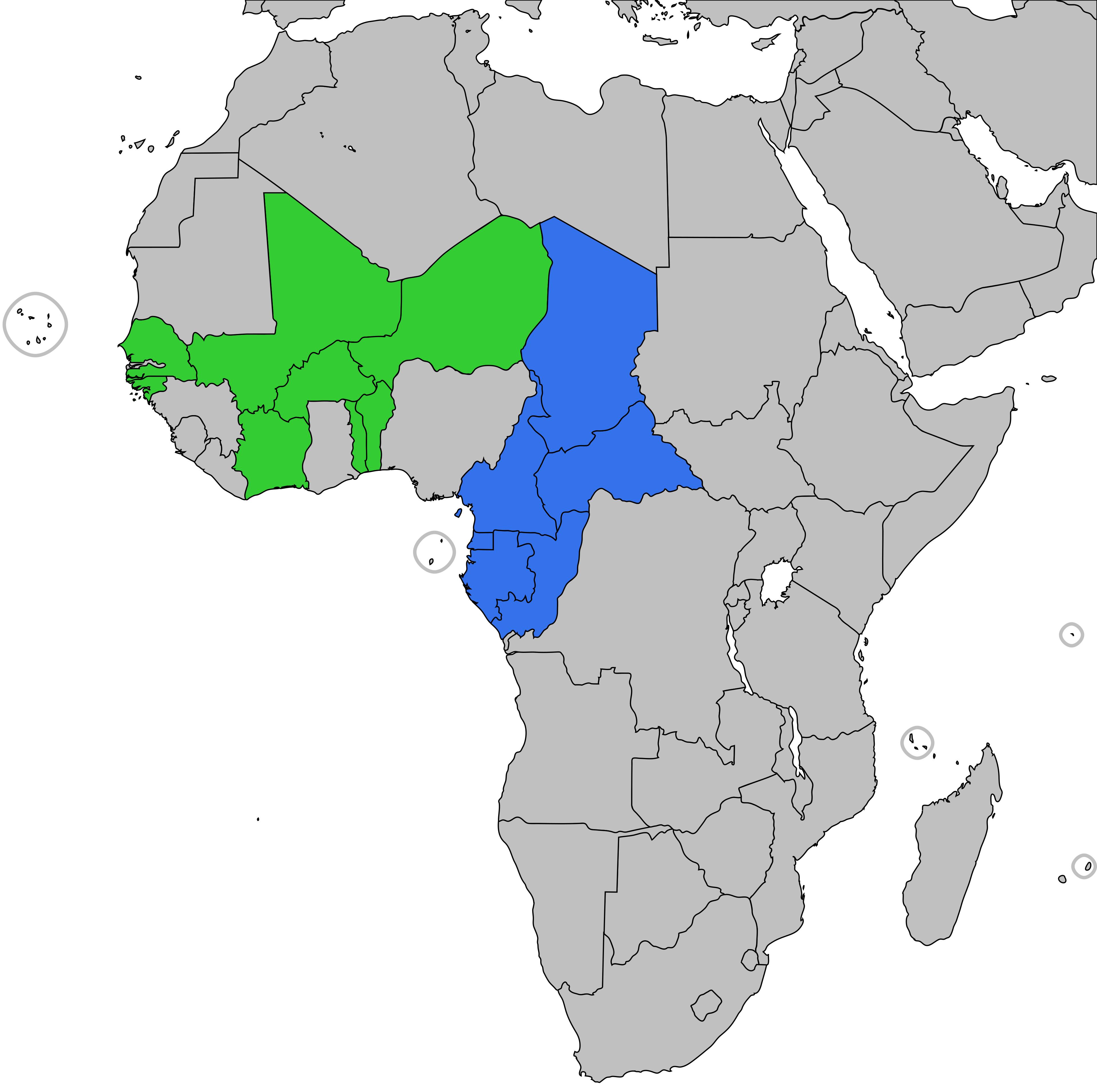 CFA franc map